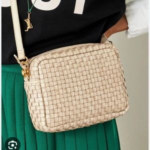 Clare V Cream Woven Checker Midi Sac